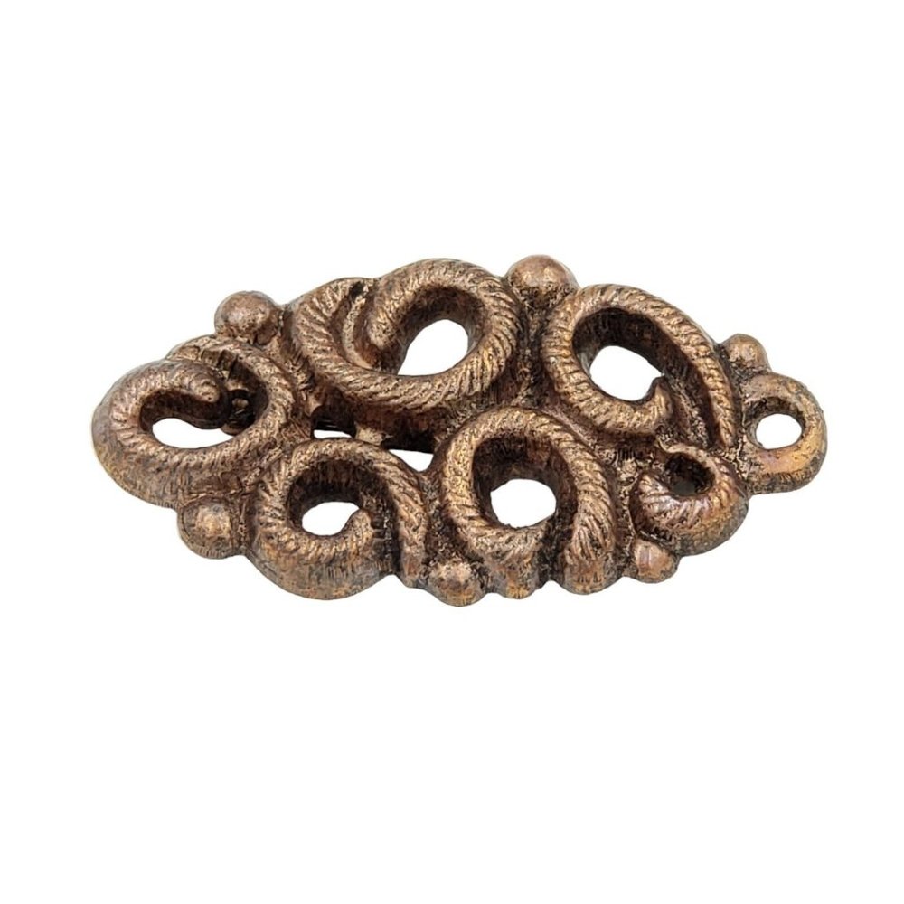 Les Bernard Large Brooch Burnished Copper Tone Swirl Signed Vintage